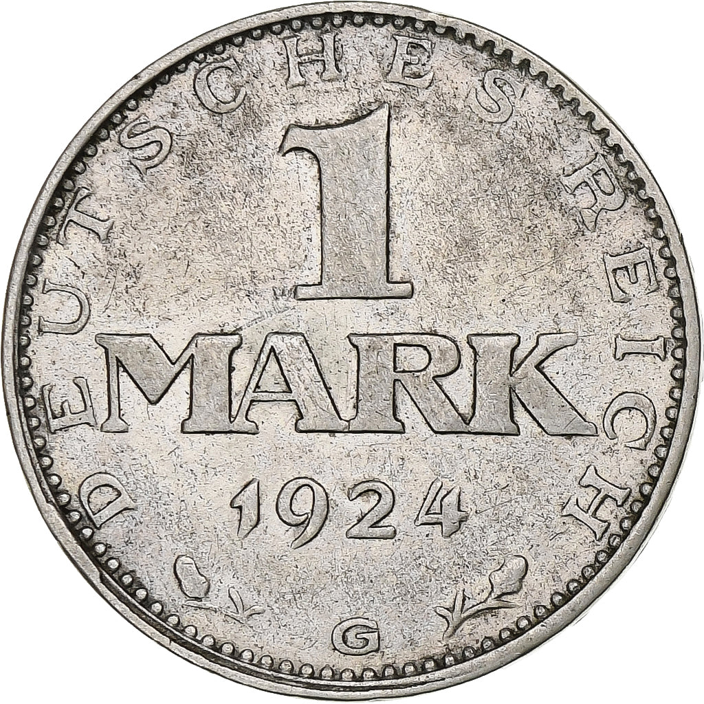 GERMANY, WEIMAR REPUBLIC, Mark, 1924, Karlsruhe, Silver, VF(30-35), KM:42