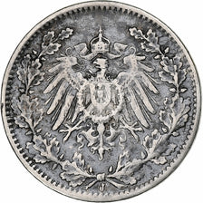 GERMANY - EMPIRE, 1/2 Mark, 1919, Hambourg, Silver, AU(50-53), KM:17
