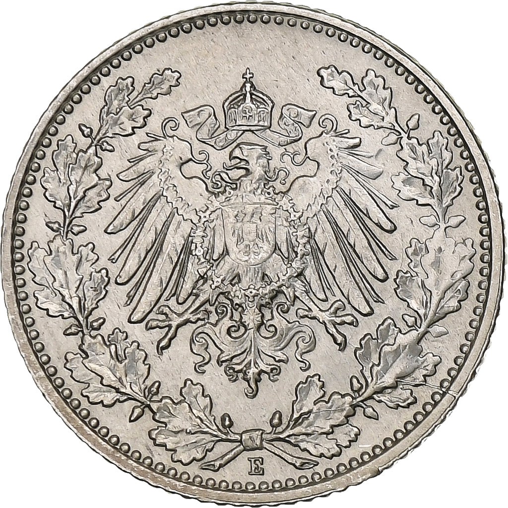 GERMANY - EMPIRE, 1/2 Mark, 1919, Muldenhütten, Silver, AU(50-53), KM:17