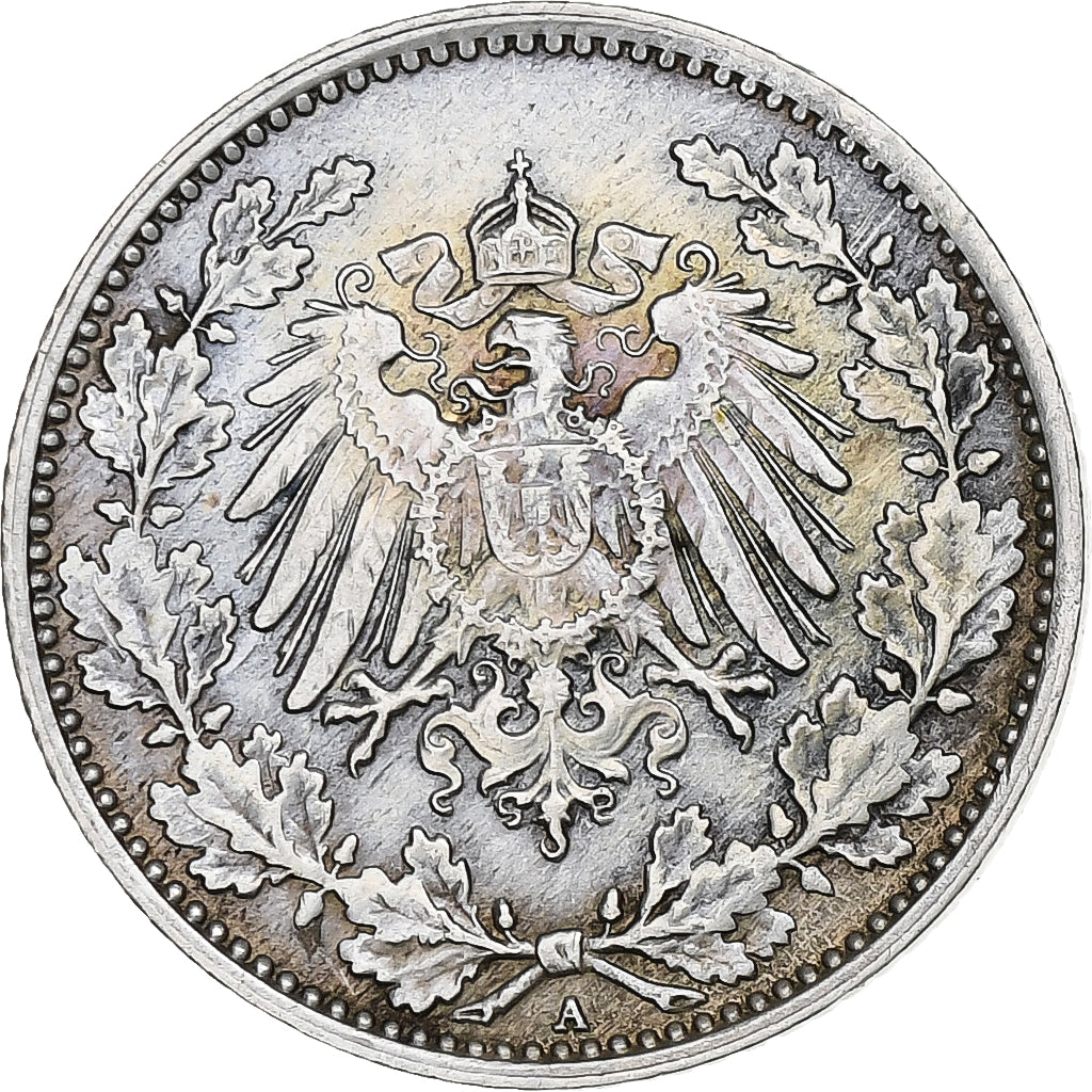 GERMANY - EMPIRE, 1/2 Mark, 1919, Berlin, Silver, AU(55-58), KM:17