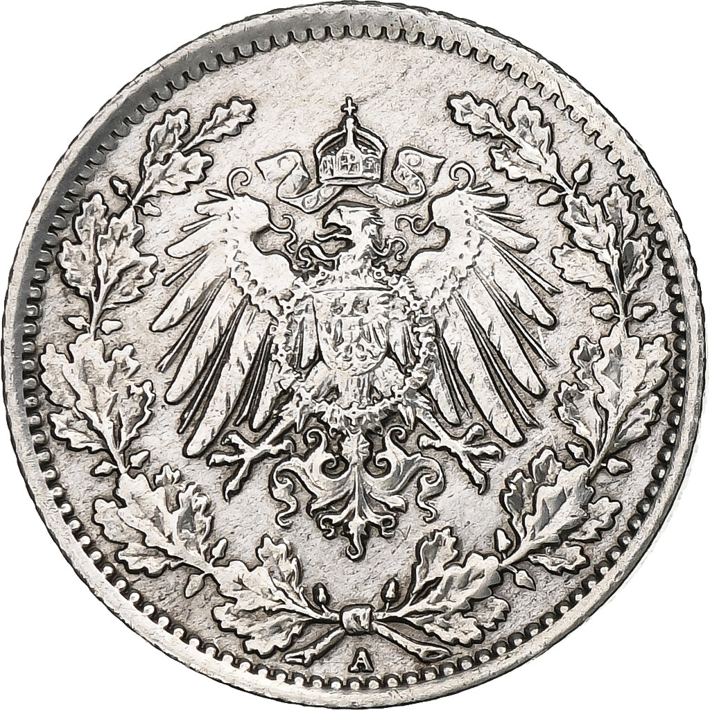 GERMANY - EMPIRE, 1/2 Mark, 1919, Berlin, Silver, EF(40-45), KM:17