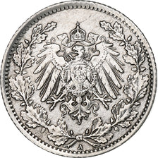 GERMANY - EMPIRE, 1/2 Mark, 1919, Berlin, Silver, EF(40-45), KM:17