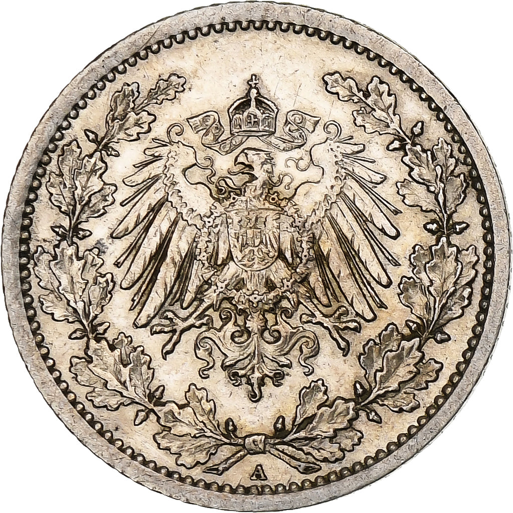 GERMANIA - IMPERO, 1/2 Mark, 1908, Berlin, Argento, SPL-, KM:17
