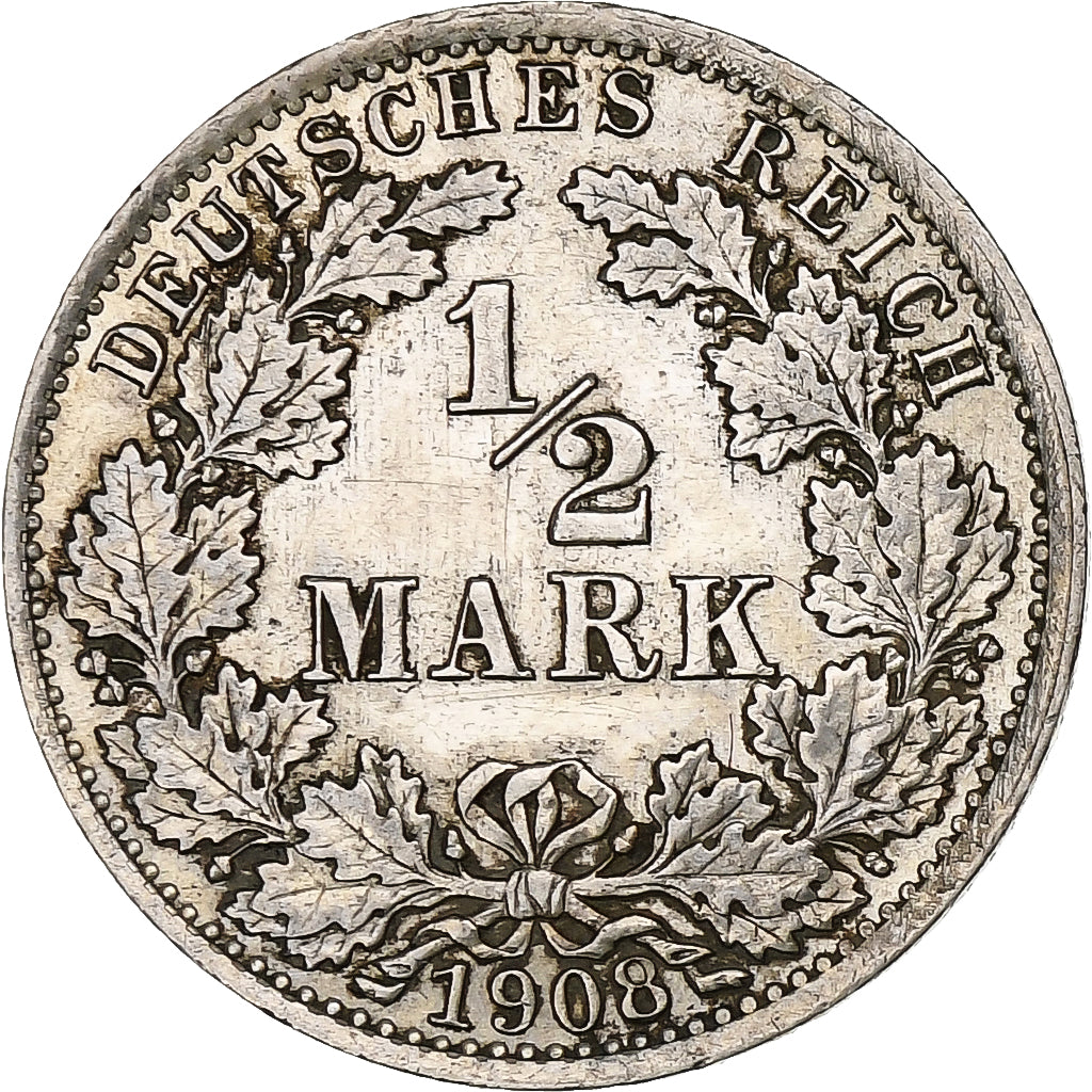 GERMANIA - IMPERO, 1/2 Mark, 1908, Berlin, Argento, SPL-, KM:17