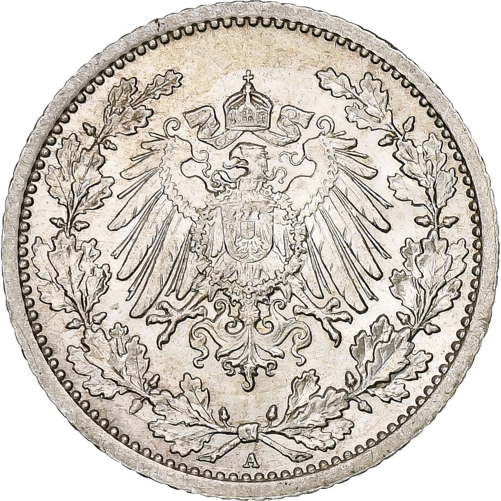 GERMANY - EMPIRE, Wilhelm II, 1/2 Mark, 1907, Berlin, Silver, AU(50-53), KM:17
