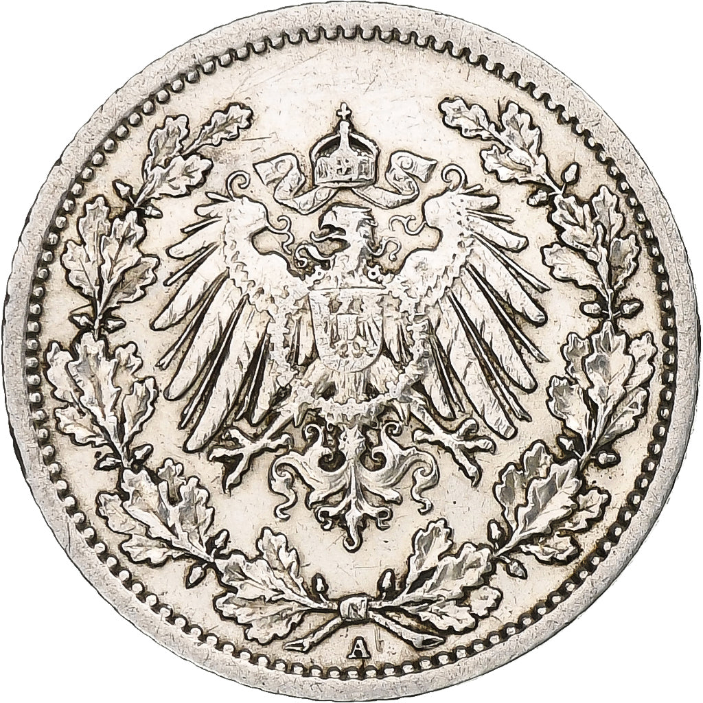 GERMANY - EMPIRE, 1/2 Mark, 1914, Berlin, Silver, VF(30-35), KM:17