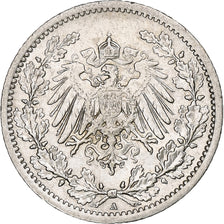 GERMANY - EMPIRE, 1/2 Mark, 1914, Berlin, SS+, Silber, KM:17