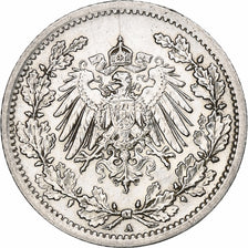 GERMANY - EMPIRE, 1/2 Mark, 1914, Berlin, AU(50-53), Silver, KM:17
