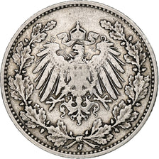 Moneta, GERMANIA - IMPERO, 1/2 Mark, 1909, Hambourg, BB, Argento, KM:17