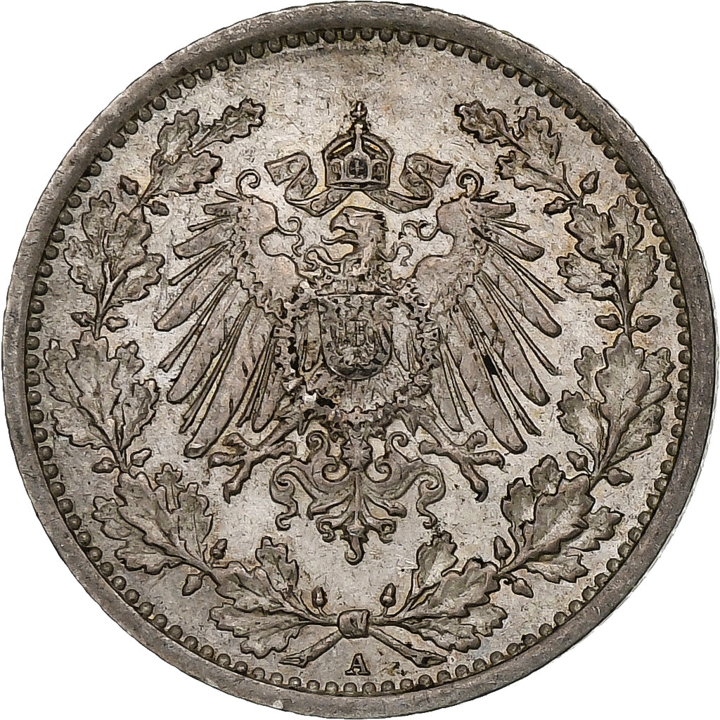 GERMANY - EMPIRE, 1/2 Mark, 1917, Berlin, Silver, EF(40-45), KM:17