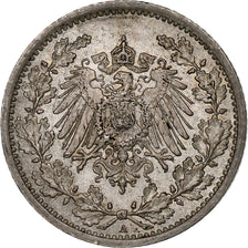 GERMANY - EMPIRE, 1/2 Mark, 1917, Berlin, Silver, EF(40-45), KM:17
