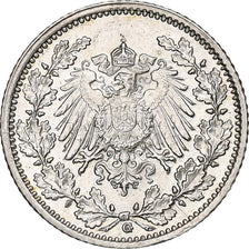 GERMANY - EMPIRE, 1/2 Mark, 1917, Karlsruhe, Silver, MS(60-62), KM:17