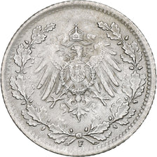 GERMANY - EMPIRE, 1/2 Mark, 1917, Stuttgart, Silber, SS, KM:17