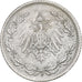 GERMANY - EMPIRE, 1/2 Mark, 1917, Stuttgart, Silber, SS, KM:17