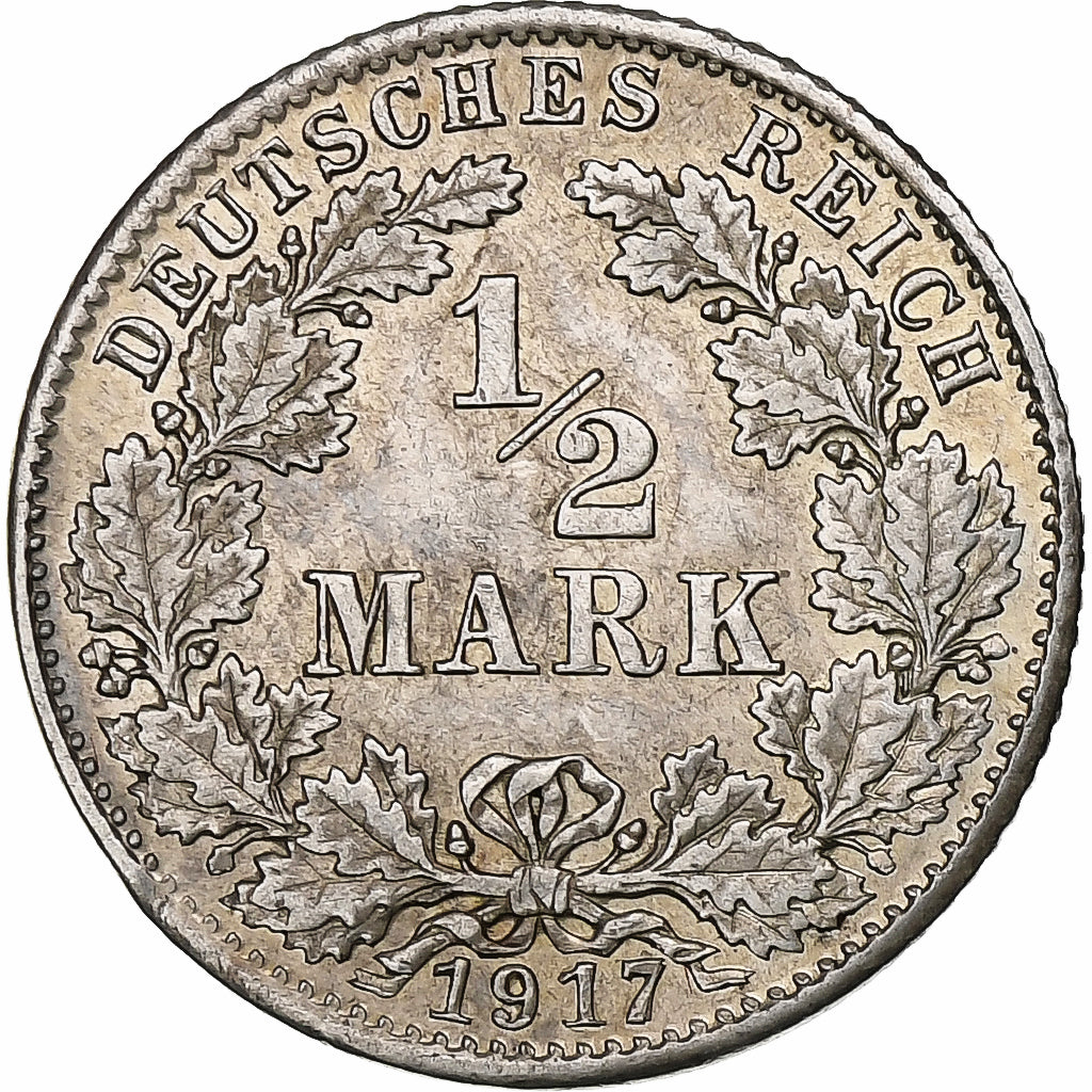 GERMANY - EMPIRE, 1/2 Mark, 1905, Munich, Silver, AU(55-58), KM:17