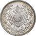 GERMANY - EMPIRE, 1/2 Mark, 1916, Muldenhütten, Silver, AU(55-58), KM:17