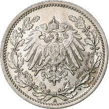 GERMANY - EMPIRE, 1/2 Mark, 1916, Berlin, Silver, AU(55-58), KM:17