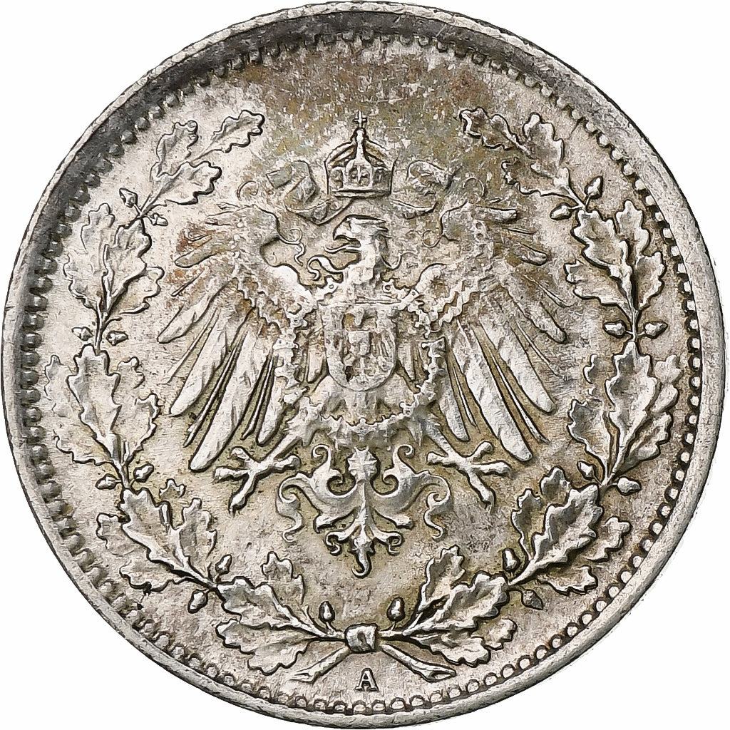 GERMANY - EMPIRE, 1/2 Mark, 1916, Berlin, Silver, AU(55-58), KM:17