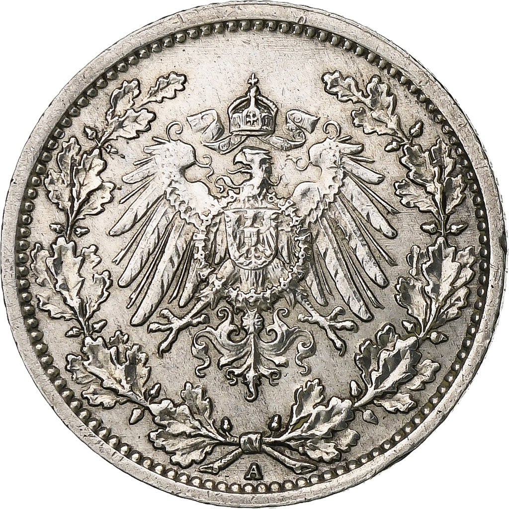 DUITSLAND - KEIZERRIJK, 1/2 Mark, 1917, Berlin, Zilver, ZF, KM:17