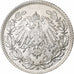 GERMANY - EMPIRE, 1/2 Mark, 1918, Munich, Silver, AU(55-58), KM:17
