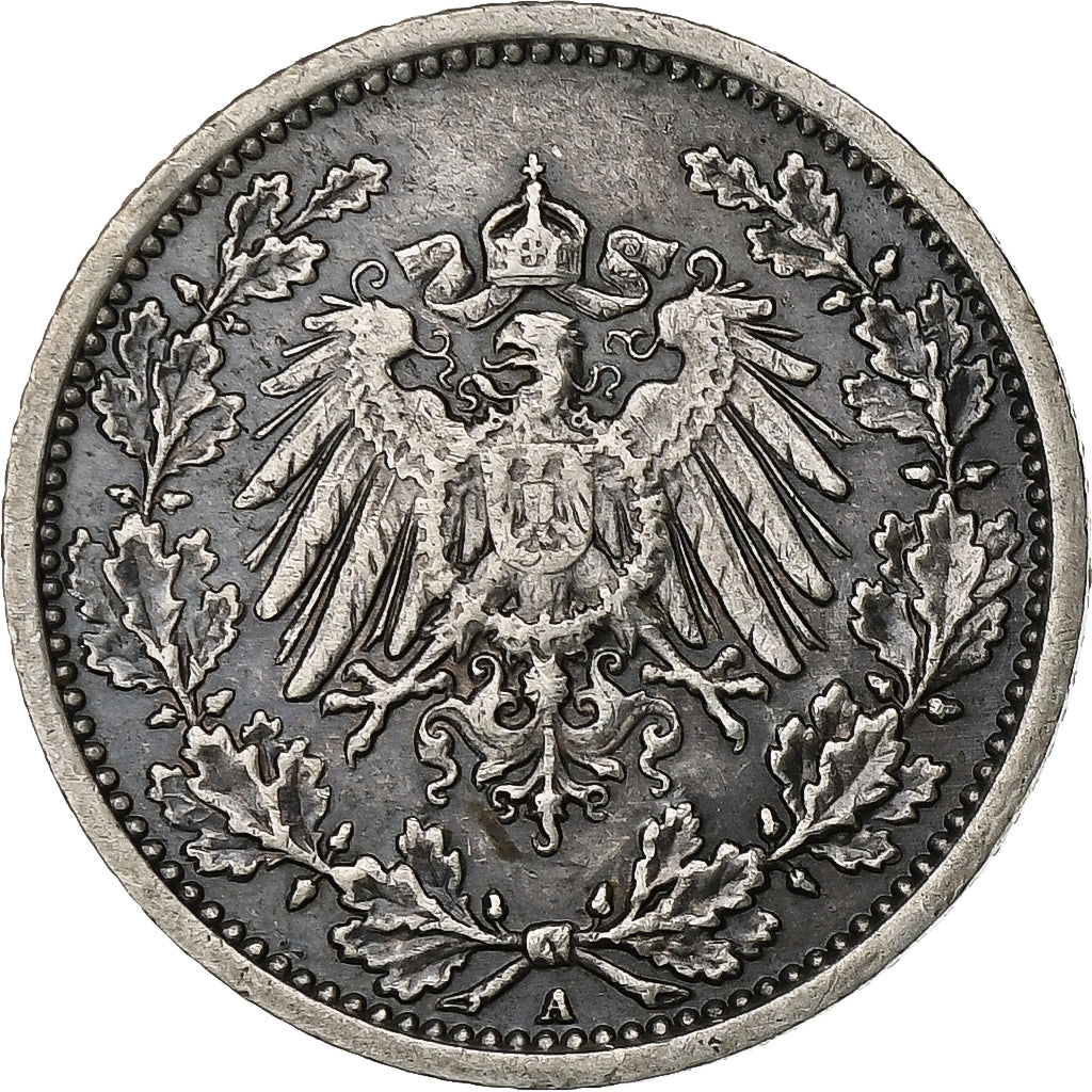 GERMANY - EMPIRE, 1/2 Mark, 1918, Berlin, Silver, AU(55-58), KM:17