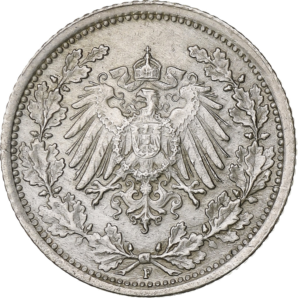 German States, 1/2 Mark, 1918, Stuttgart, Silver, AU(50-53), KM:17