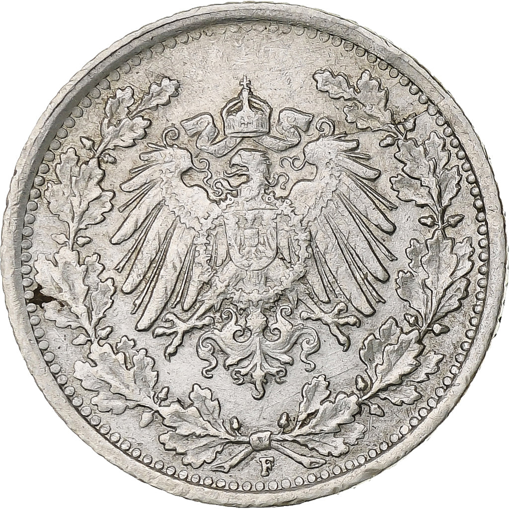 German States, 1/2 Mark, 1918, Stuttgart, Silver, EF(40-45), KM:17