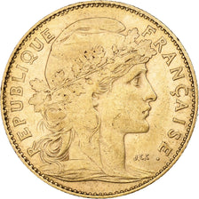 Moneda, Francia, Marianne, 10 Francs, 1901, Paris, MBC+, Oro, KM:846