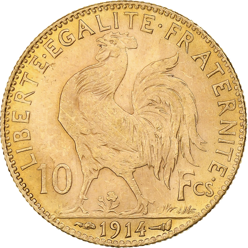 Munten, Frankrijk, Marianne, 10 Francs, 1914, Paris, ZF+, Goud, KM:846