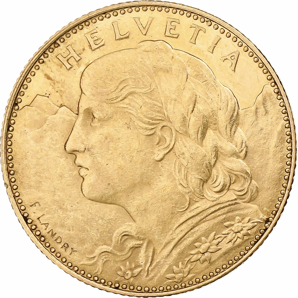 Switzerland, 10 Francs, 1913, Bern, Gold, AU(55-58), KM:36