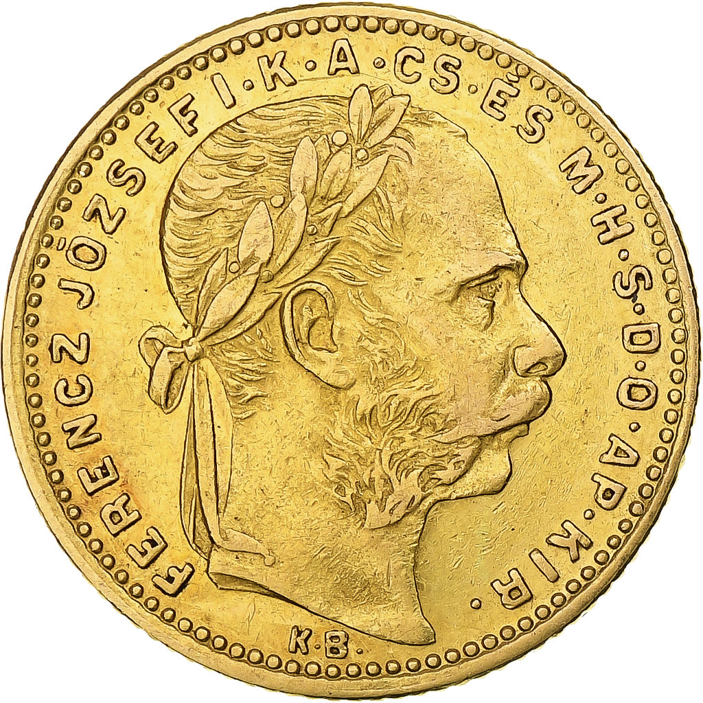 Hungary, Franz Joseph I, 8 Forint 20 Francs, 1883, Kormoczbanya, Gold