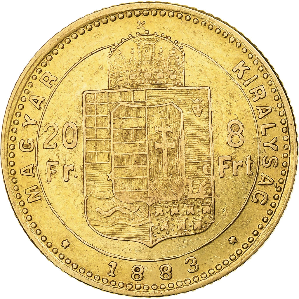Hungary, Franz Joseph I, 8 Forint 20 Francs, 1883, Kormoczbanya, Gold
