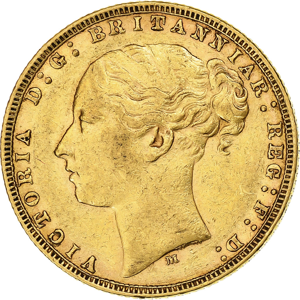 Great Britain, Victoria, Sovereign, 1874, Melbourne, Gold, EF(40-45), KM:752