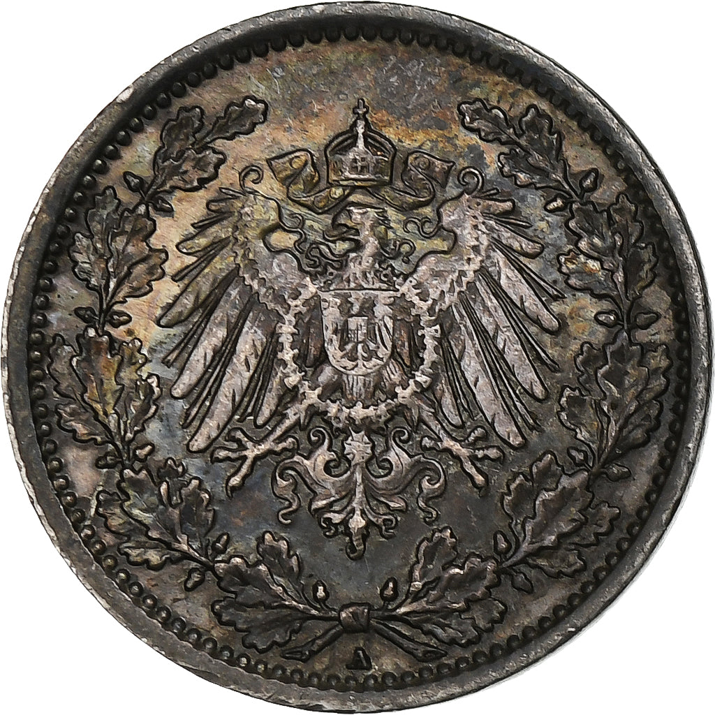 GERMANY - EMPIRE, 1/2 Mark, 1918, Berlin, Silver, AU(50-53), KM:17