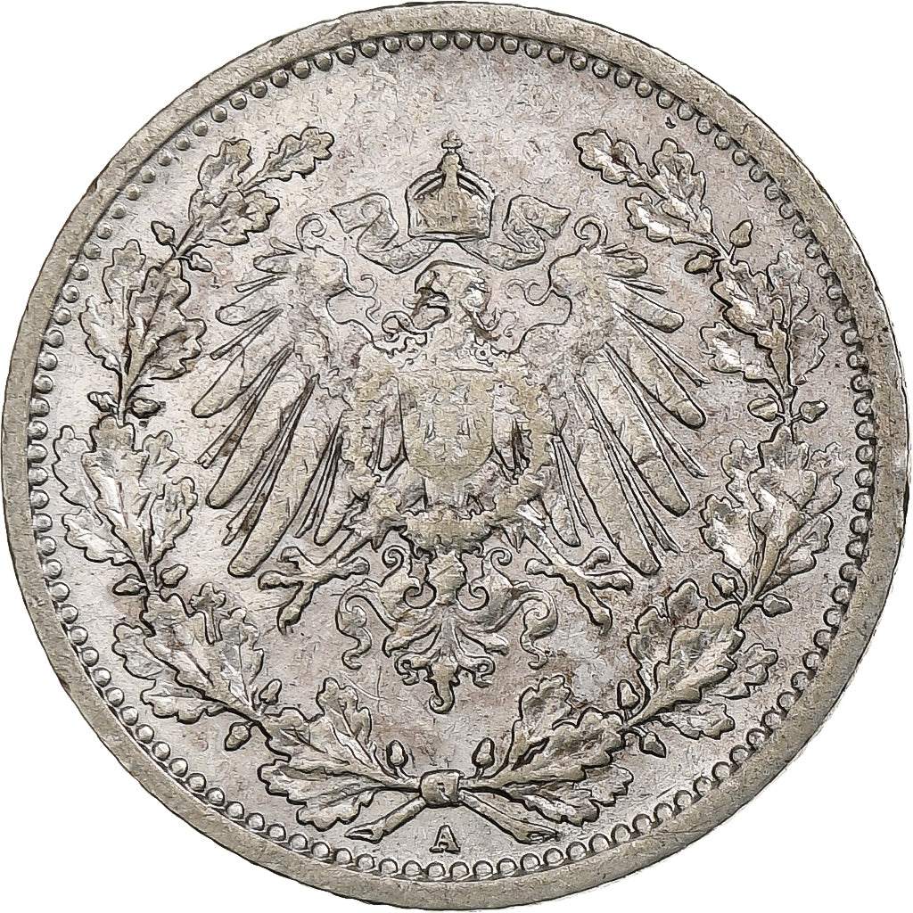 Coin, Germany, Empire., 1/2 Mark, 1905, Berlin, VF(30-35), Silver, KM:17