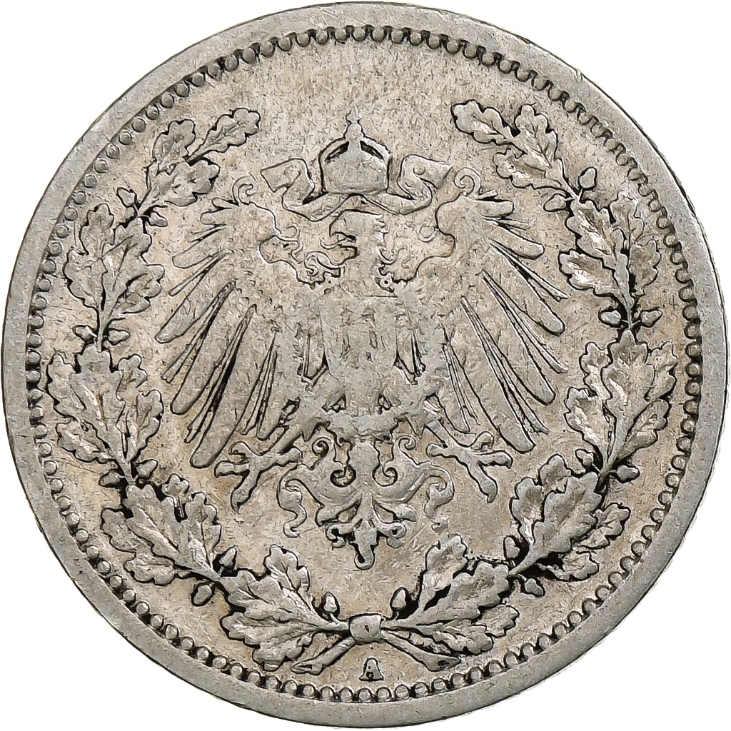 GERMANY - EMPIRE, 1/2 Mark, 1905, Berlin, Silver, EF(40-45), KM:17