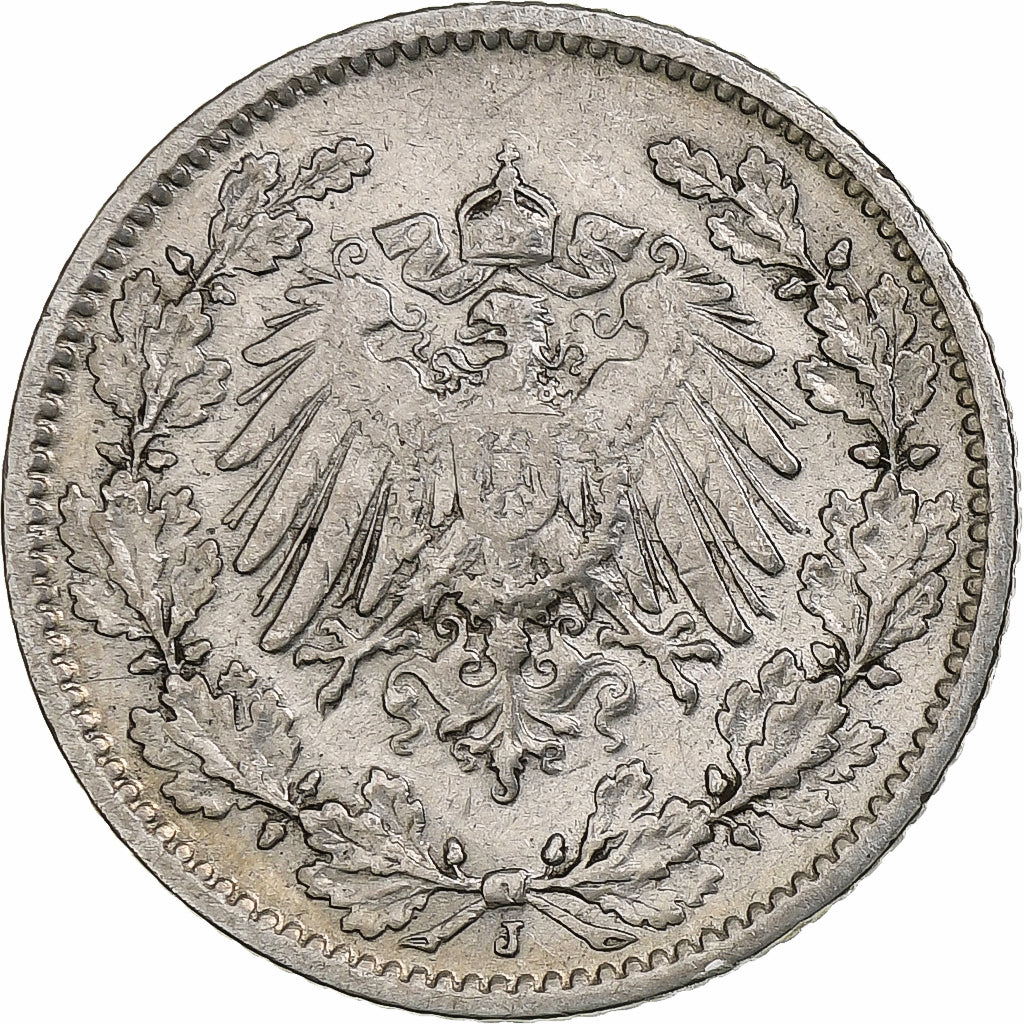 Deutschland, Empire., 1/2 Mark, 1905, Hambourg, Silber, S+, KM:17