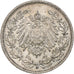 NIEMCY - IMPERIUM, 1/2 Mark, 1915, Karlsruhe, Srebro, AU(50-53), KM:17