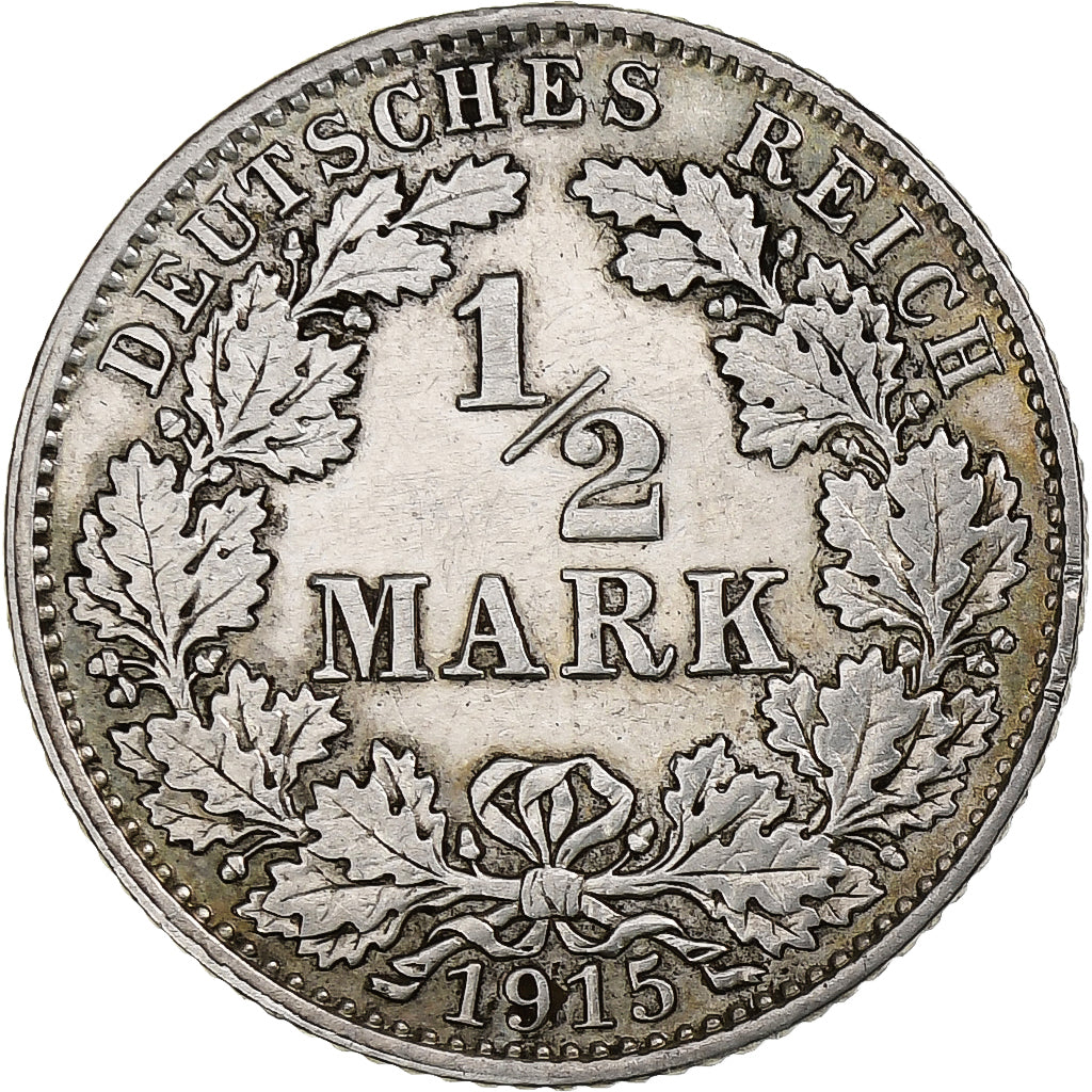 GERMANY - EMPIRE, 1/2 Mark, 1915, Hambourg, Silver, AU(50-53), KM:17
