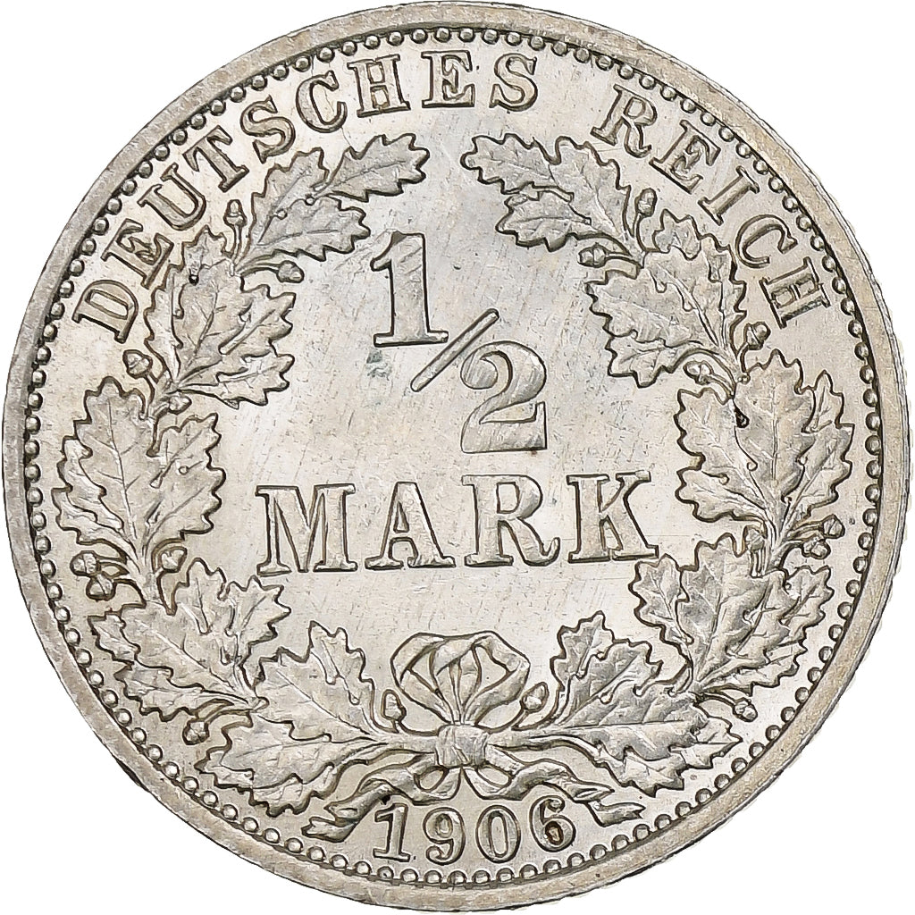 Coin, GERMANY - EMPIRE, 1/2 Mark, 1906, Berlin, AU(50-53), Silver, KM:17