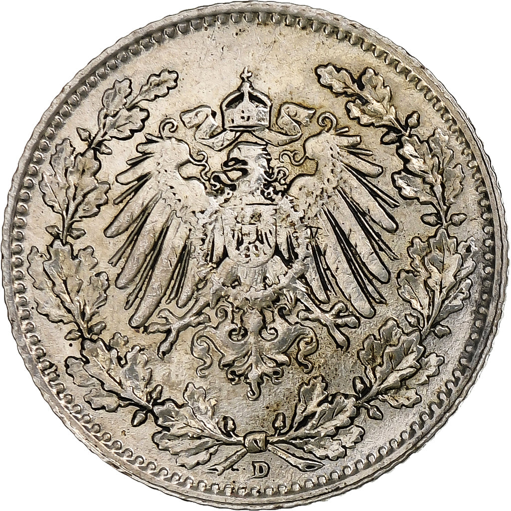 Coin, GERMANY - EMPIRE, 1/2 Mark, 1906, Munich, EF(40-45), Silver, KM:17
