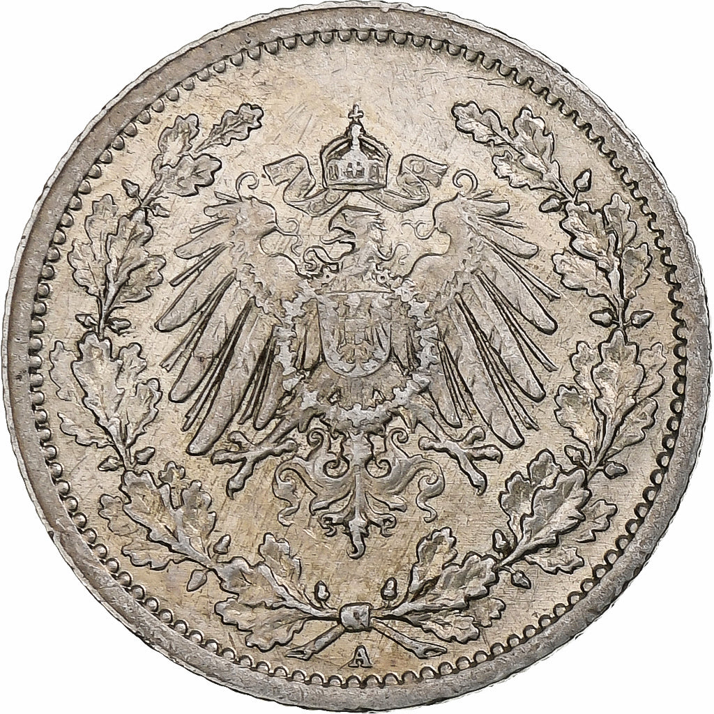 Moneta, GERMANIA - IMPERO, 1/2 Mark, 1906, Berlin, BB+, Argento, KM:17