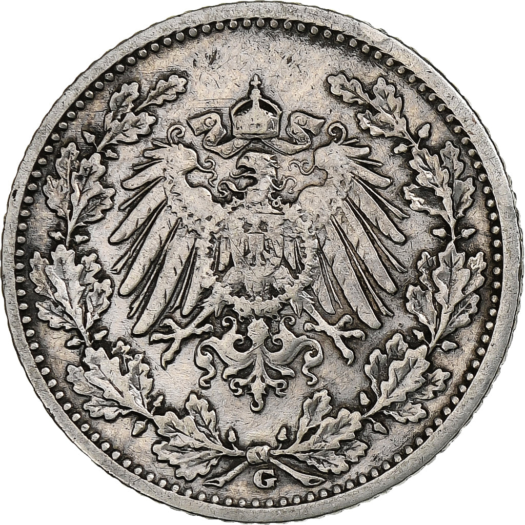 GERMANIA - IMPERO, 1/2 Mark, 1906, Karlsruhe, Argento, BB, KM:17