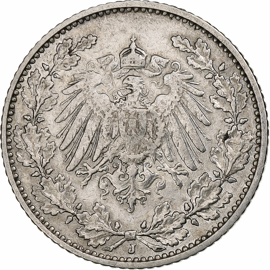 Coin, GERMANY - EMPIRE, 1/2 Mark, 1906, Hambourg, EF(40-45), Silver, KM:17