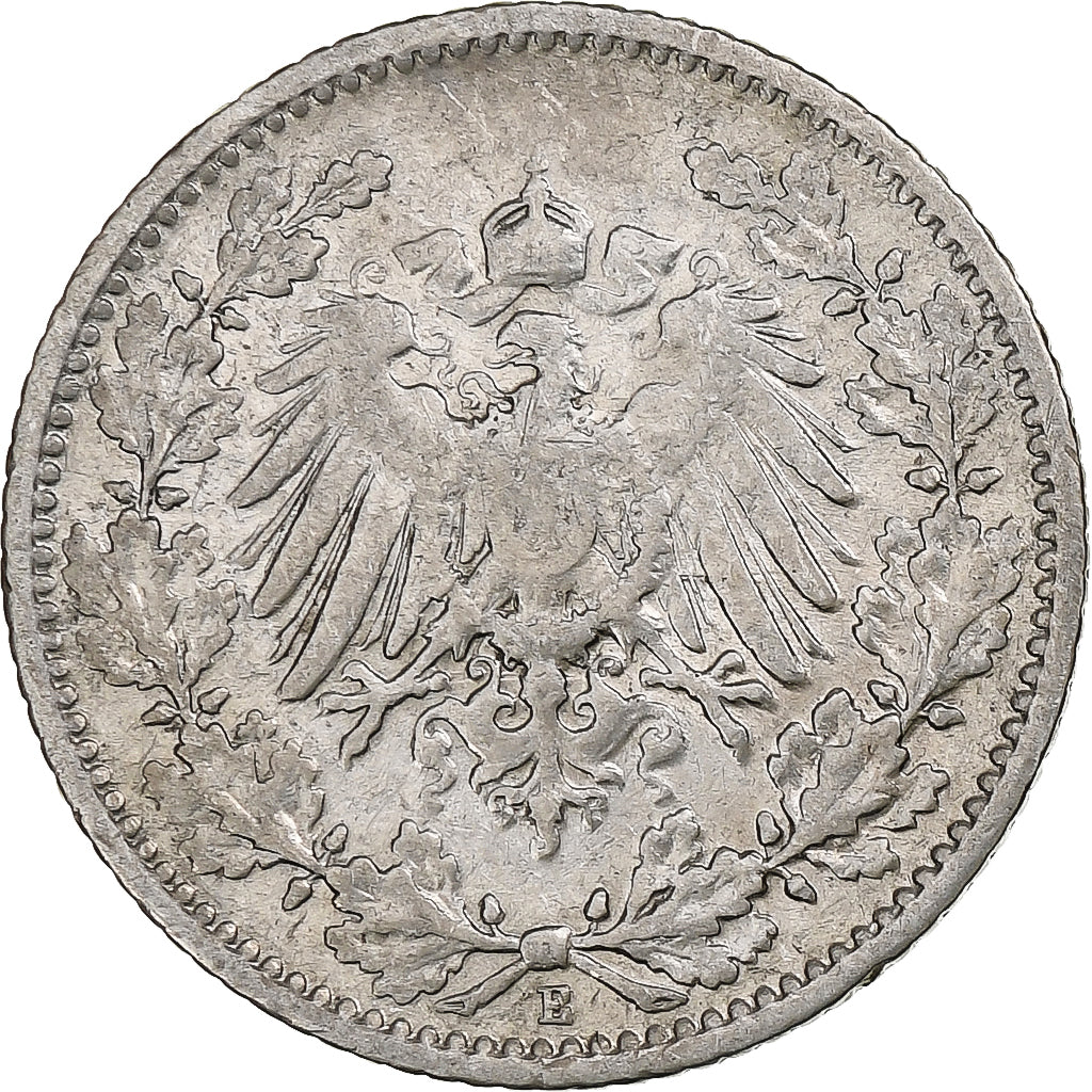 GERMANY - EMPIRE, 1/2 Mark, 1906, Muldenhütten, Silver, VF(30-35), KM:17