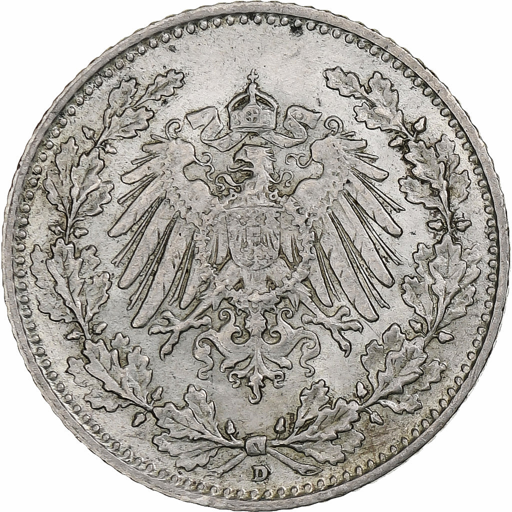 Moneta, GERMANIA - IMPERO, 1/2 Mark, 1906, Munich, MB+, Argento, KM:17