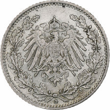 Coin, GERMANY - EMPIRE, 1/2 Mark, 1906, Munich, VF(30-35), Silver, KM:17