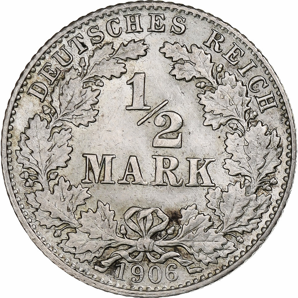 Moneta, GERMANIA - IMPERO, 1/2 Mark, 1906, Munich, MB+, Argento, KM:17