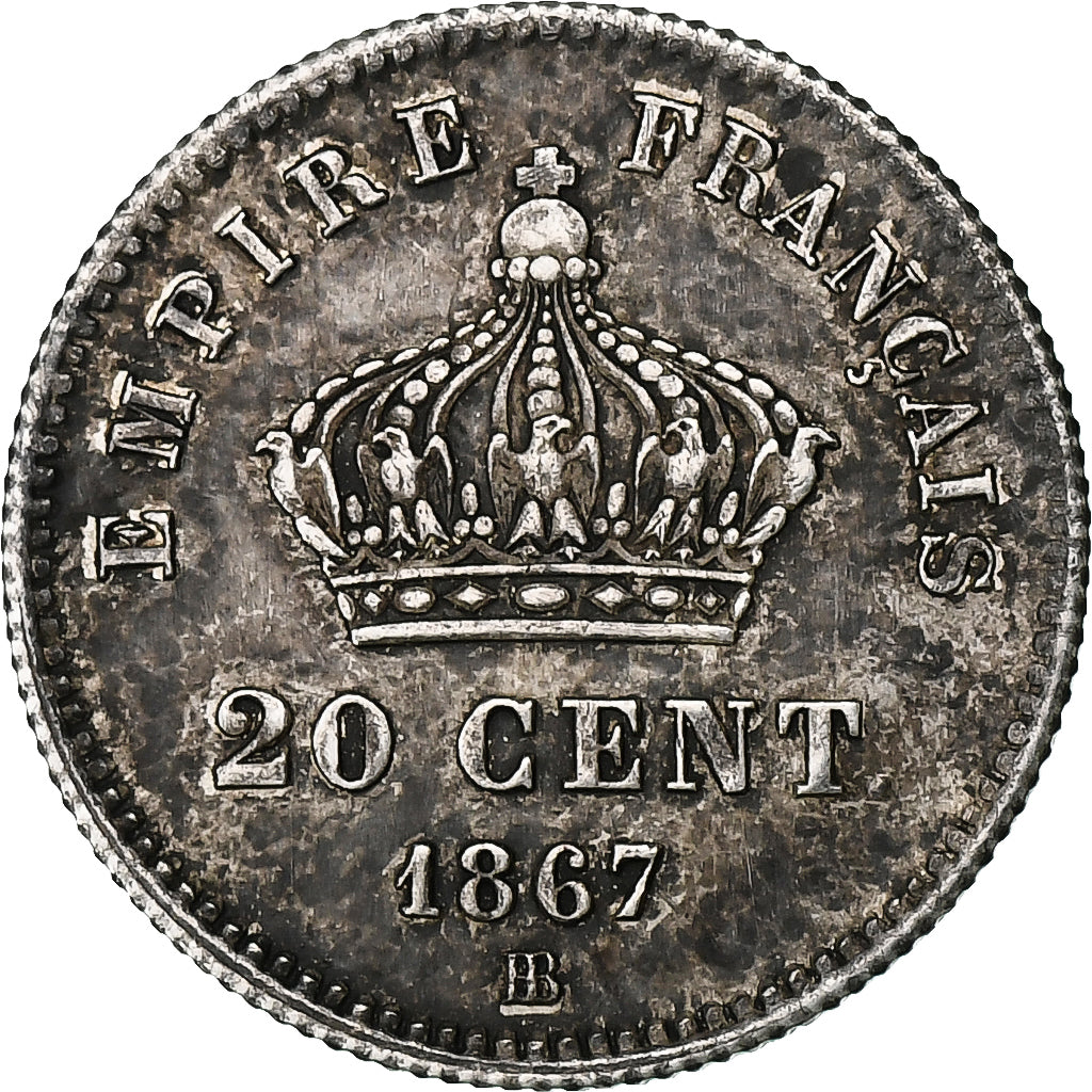 Moneta, Francia, Napoleon III, Napoléon III, 20 Centimes, 1867, Strasbourg