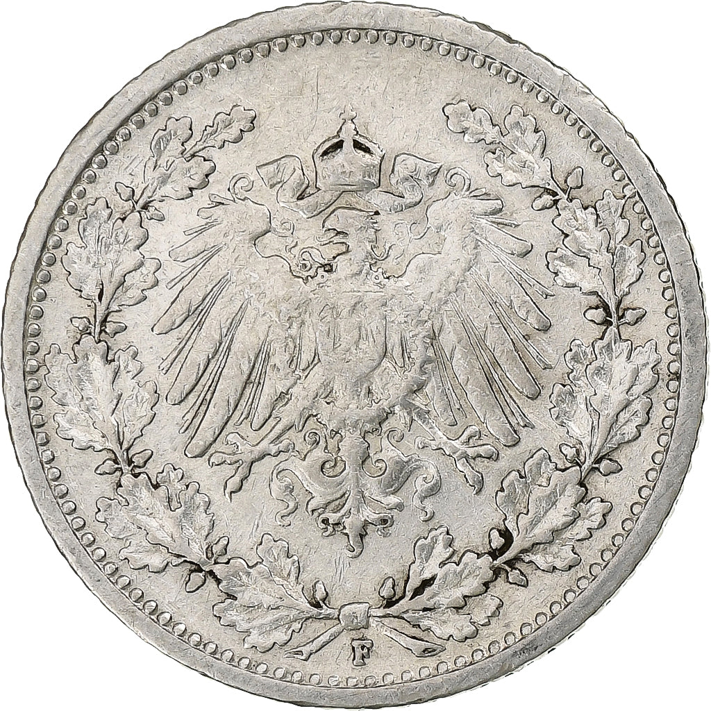 Coin, GERMANY - EMPIRE, 1/2 Mark, 1906, Stuttgart, VF(30-35), Silver, KM:17